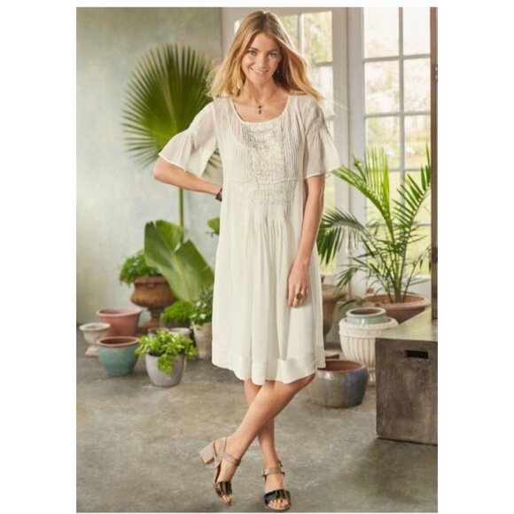 Sundance White Embroidered Dress XS Cream Boho Feminine Peasant NWOT - Picture 1 of 12